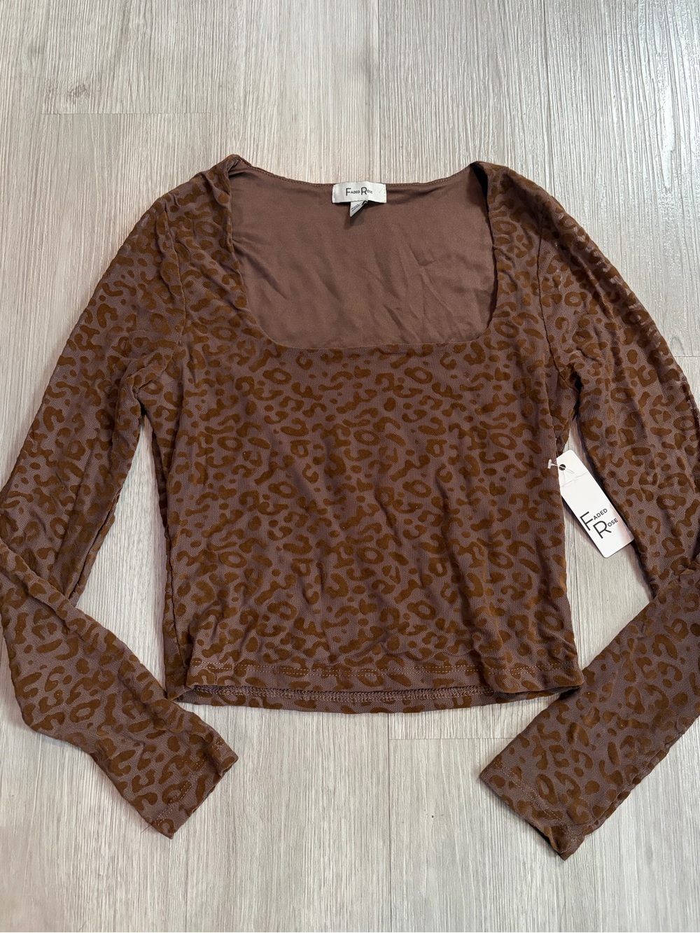 Faded Rose Leopard Mesh Crop Top – Medium NWT